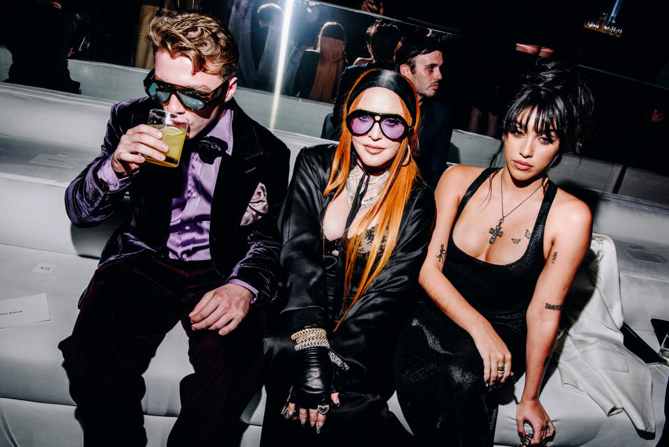 Rocco Ritchie, Madonna and Lourdes Leon (Nina Westervelt / WWD via Getty Images)