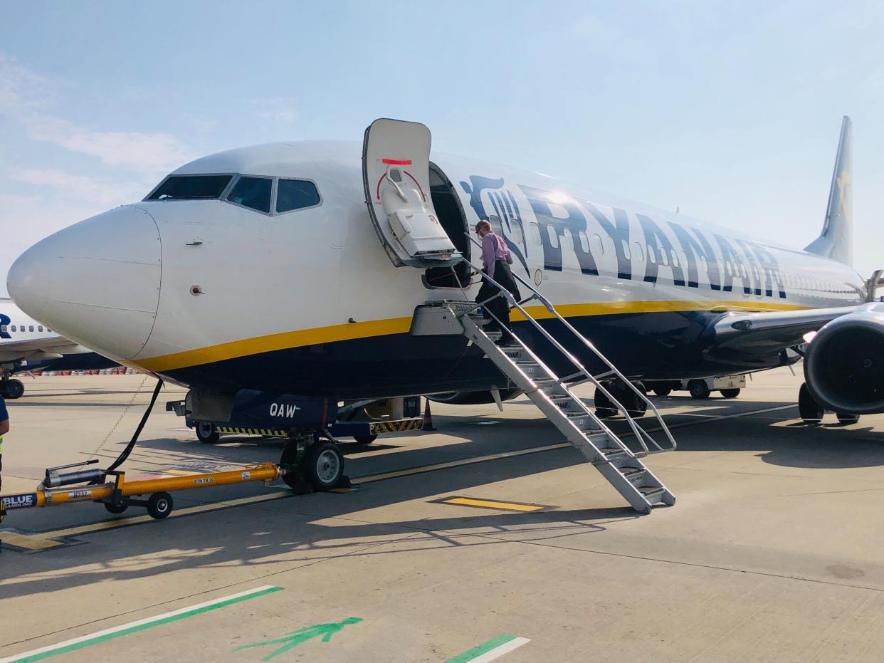 Right place: a Ryanair Boeing 737 after landing at Baden Baden, for once (Simon Calder)