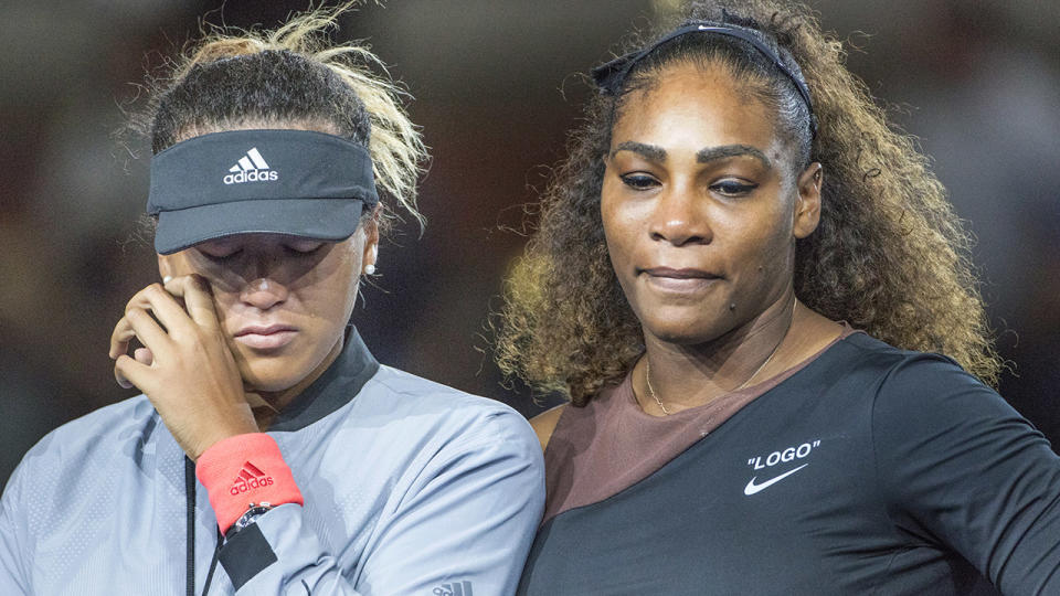 Naomi Osaka and Serena Williams, pictured here after the 2018 US Open final.