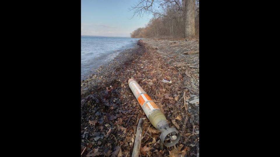 A New York man stumbled across a torpedo-like object while visiting a state park, photos show. Tyler Davis