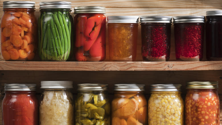 Jars of pickled vegetables