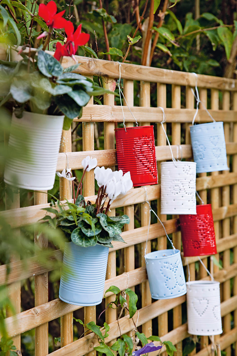 Upcycle tin can hanging planters