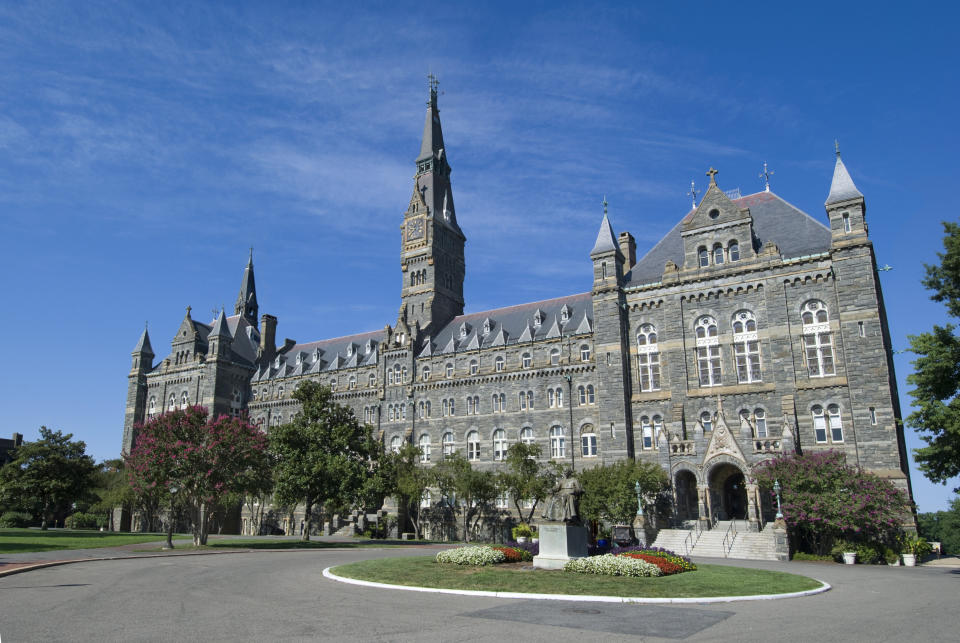 "Washington, USA - July 27, 2011: Front courtyard and main entrance to Healy Hall at the university in Georgetown, Washington. The university was founded in 1789 and is the oldest Catholic university in the United States." (Photo: FrankvandenBergh via Getty Images)