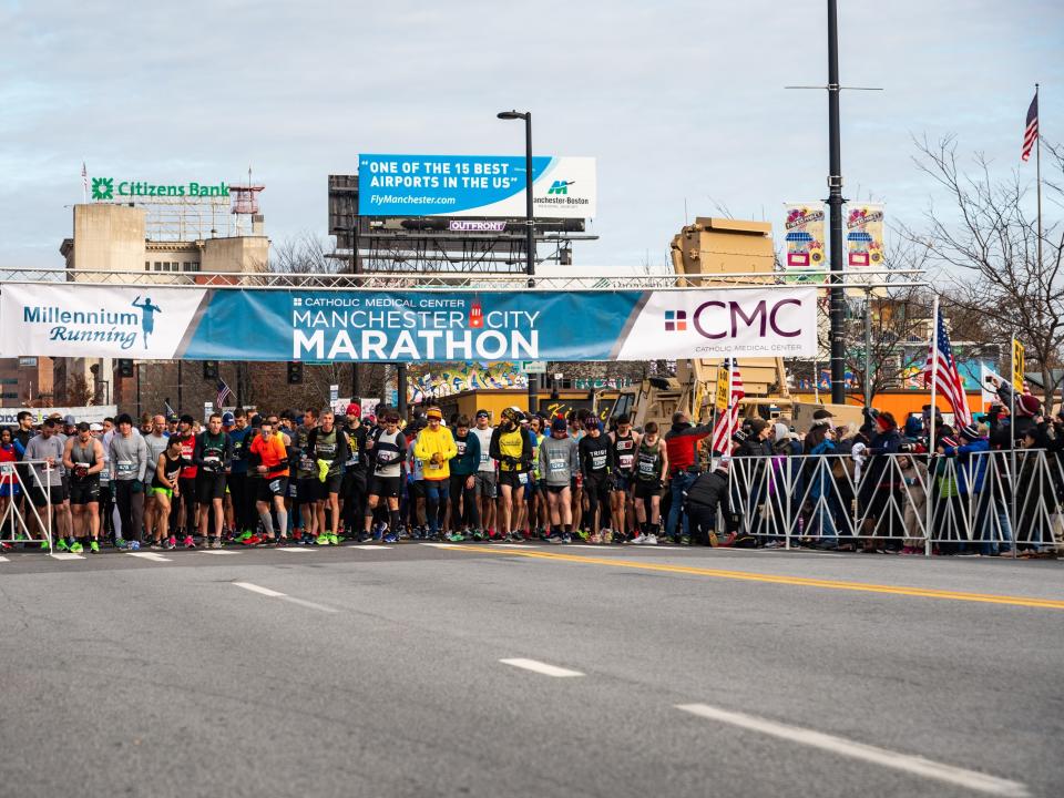 Runners at the 2019 Manchester Marathon in Manchester, New Hampshire.