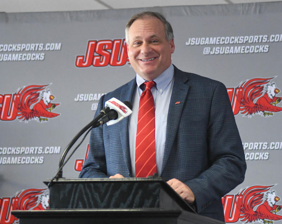 New Jacksonville State head coach addresses the media and JSU community at his introductory press conference on Tuesday, Nov. 30, 2021 in Jacksonville, Alabama.