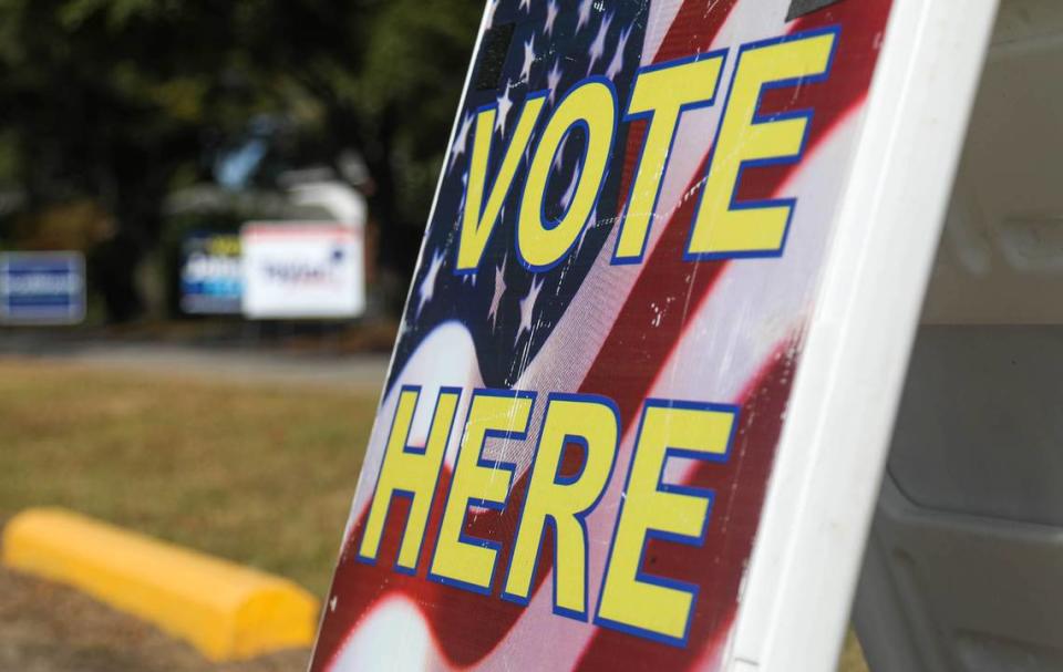 Election signs on Tuesday, Nov. 2, 2021.