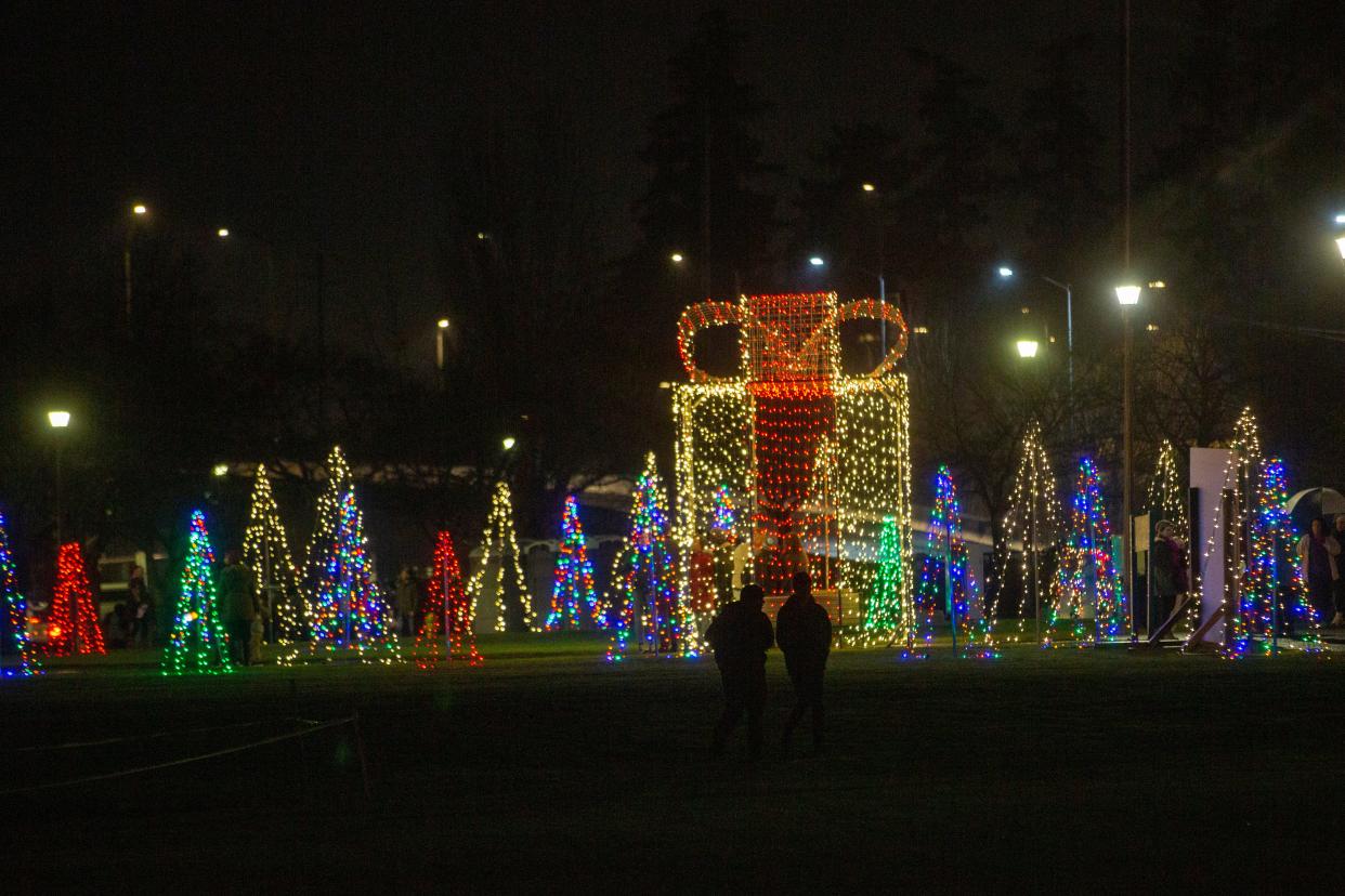 The decorations stretch across the Riverfront Park during their 24th Annual Holiday Tree Lighting Ceremony on Dec. 6 in Salem.