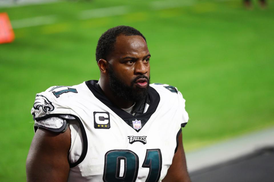 Philadelphia Eagles defensive tackle Fletcher Cox (91) against the Arizona Cardinals at State Farm Stadium.