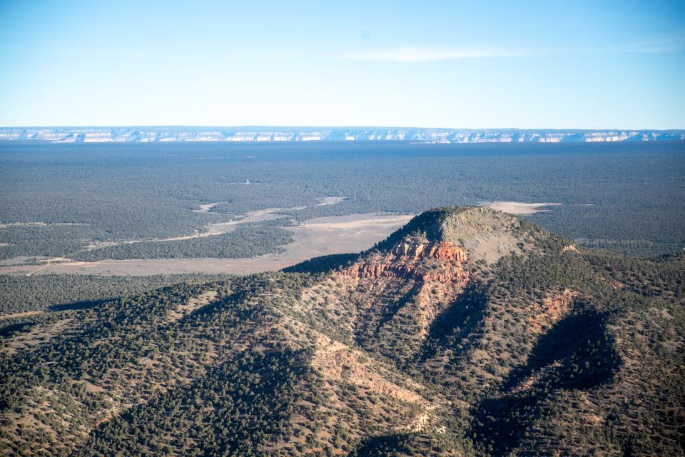 A view of Red Butte, south of the Grand Canyon, near Tusayan, Ariz., on Dec. 1, 2021.