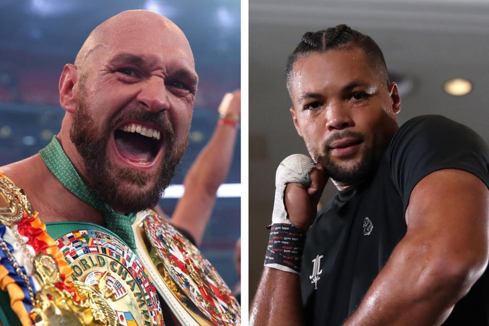 Tyson Fury insists Joe Joyce wouldn’t lay a glove on him if the British heavyweights were ever to fight  (Getty Images/PA)
