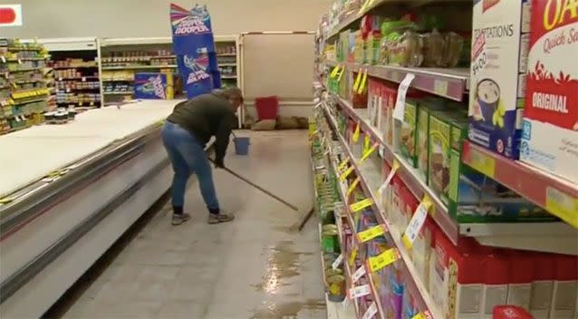 The clean-up inside the IGA. Source: 7News