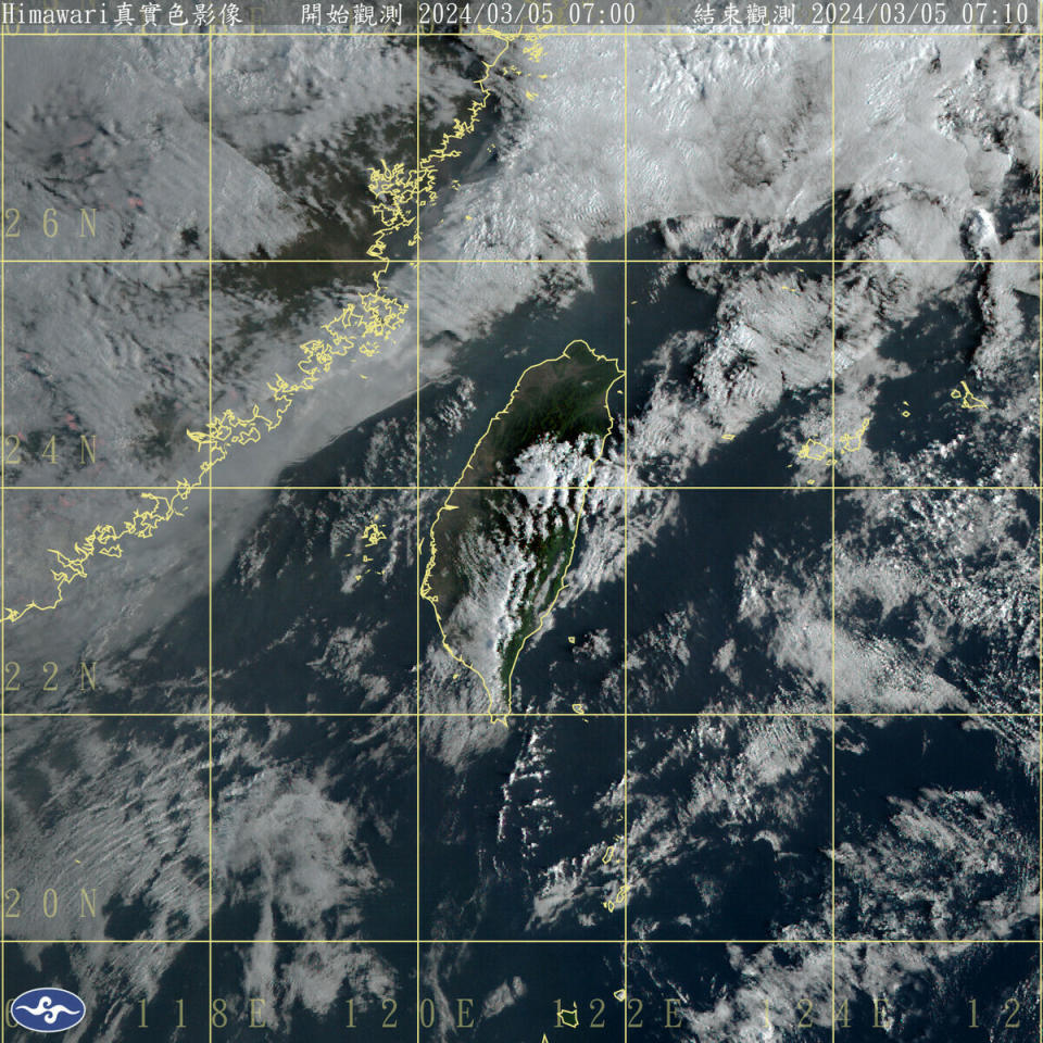 今天各地大多為多雲到晴的好天氣，只有南部地區與澎湖、金門、馬祖將有零星短暫陣雨。   圖：中央氣象署／提供