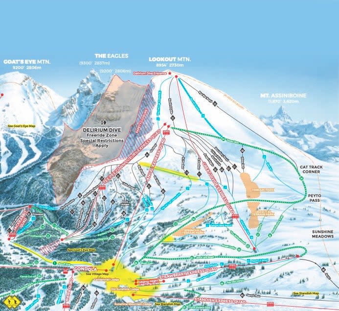 Banff Sunshine Lookout Mountain trail map