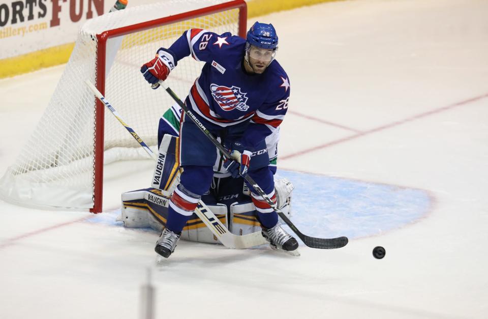 Amerks capatain Michael Mersch scored a key third-period goal and the Amerks rolled over Toronto 7-4.
