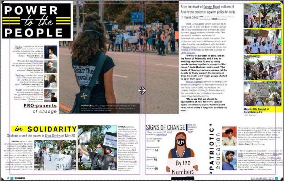 The Coral Gables High yearbook, Cavaleon, featured news events and how they impacted students, including the death of George Floyd on May 25, 2020, and the subsequent protests over his death.