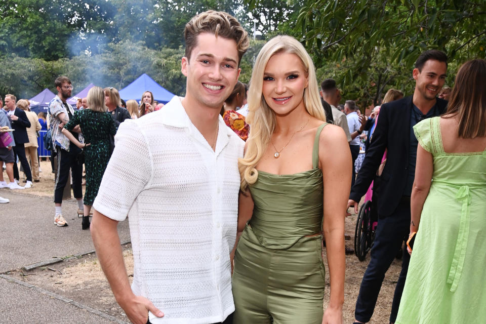 LONDON, ENGLAND - JULY 27: AJ Pritchard and Abbie Quinnen attend the press night performance of 