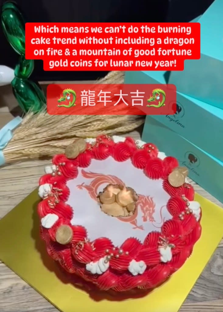 Angelina Bakery is doing burn-away cakes with dragons for Lunar New Year. Cakes by Nerwan