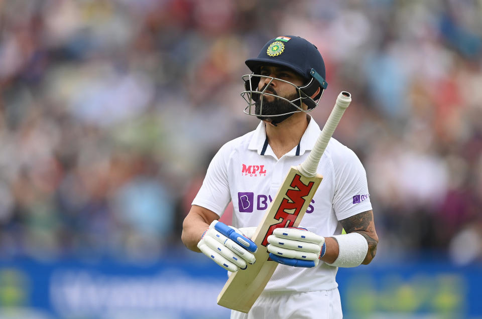 Virat Kohli, pictured here walking off the field after being dismissed in the fifth Test between India and England.