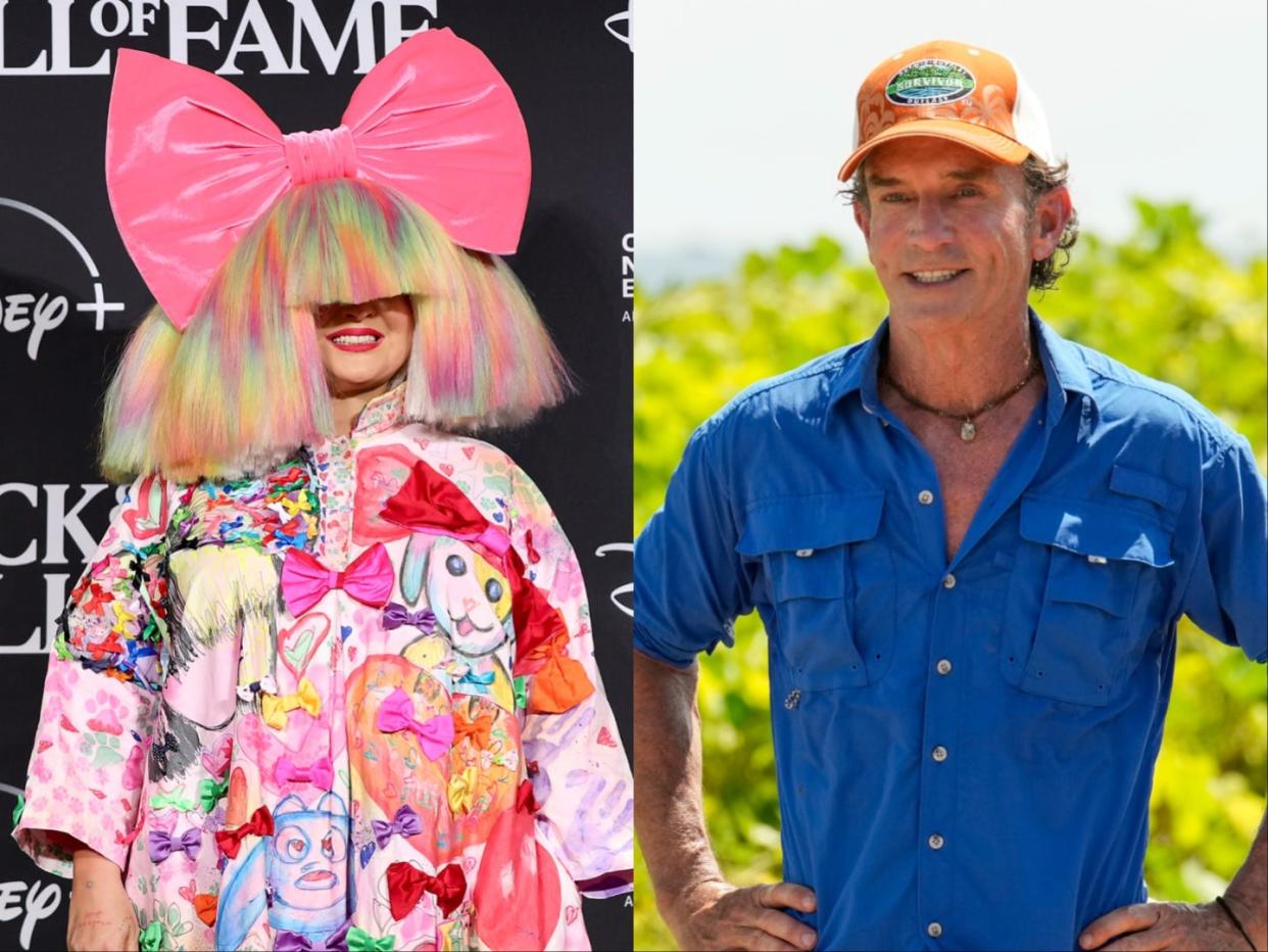 Sia and "Survivor" host Jeff Probst.