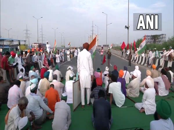 Visual of protests at Delhi's Ghazipur border (Photo/ANI)