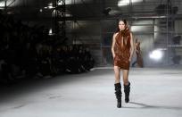 Anthony Vaccarello at Saint Laurent wrapped many of his models in rippling leather outfits