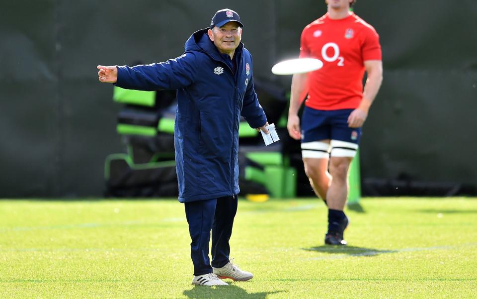 Eddie Jones, pictured here mastering the frisbee, names his squad on Monday - PA