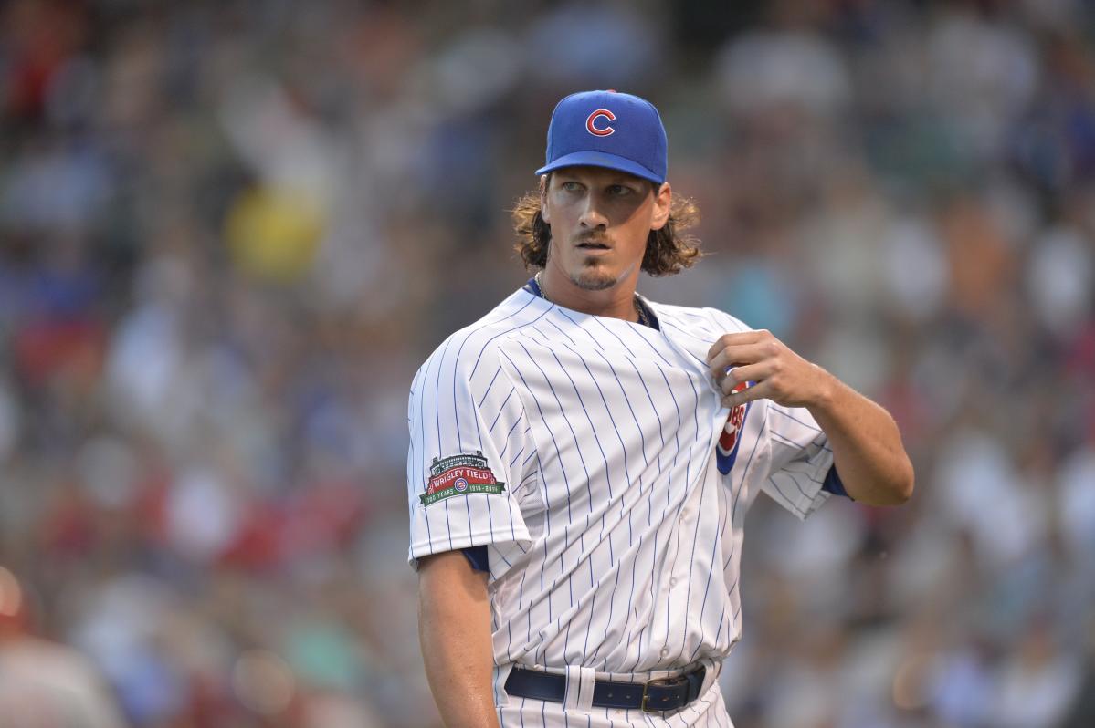 Starting pitcher Jeff Samardzija of the Chicago White Sox sits in the