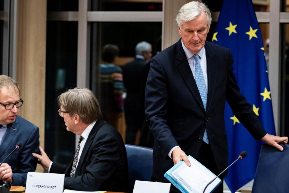 European Union's chief Brexit negotiator Michel Barnier arrives for a meeting at the European Parliament in Brussels (AFP via Getty Images)