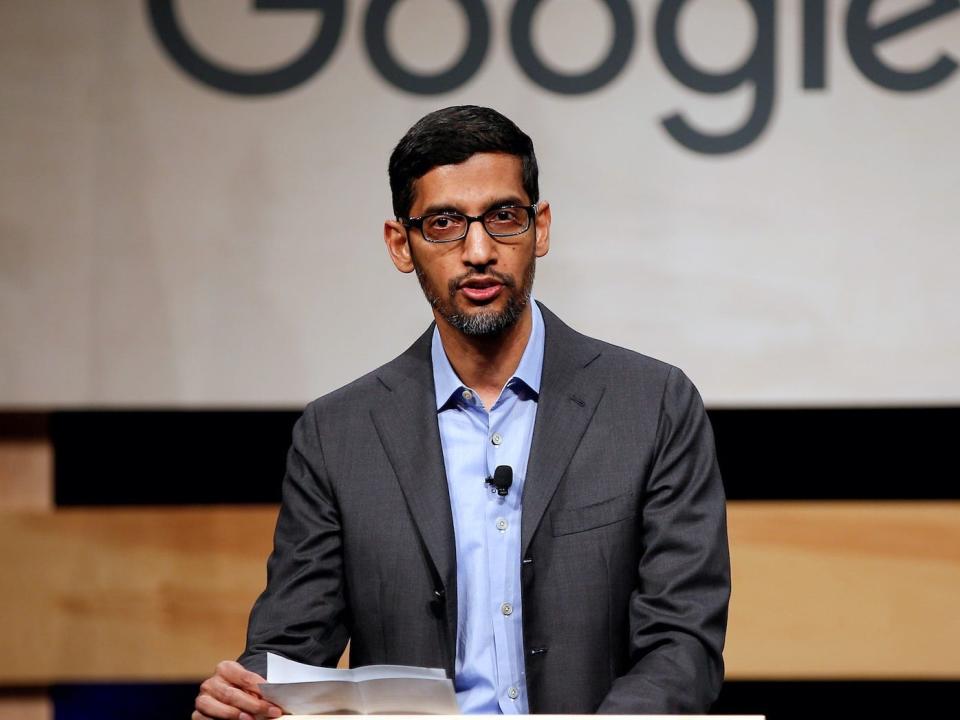 Google CEO Sundar Pichai talking