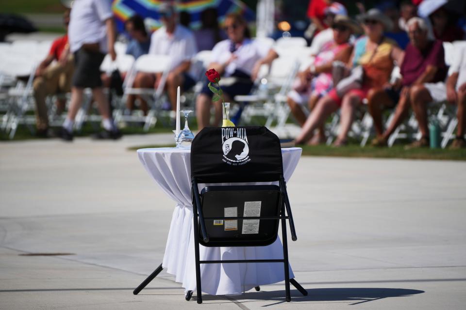 The POW/MIA table was on display during the 18th Annual Memorial Day Ceremony at the South Florida National Cemetery on Monday, May 27, 2024, near Lake Worth Beach.