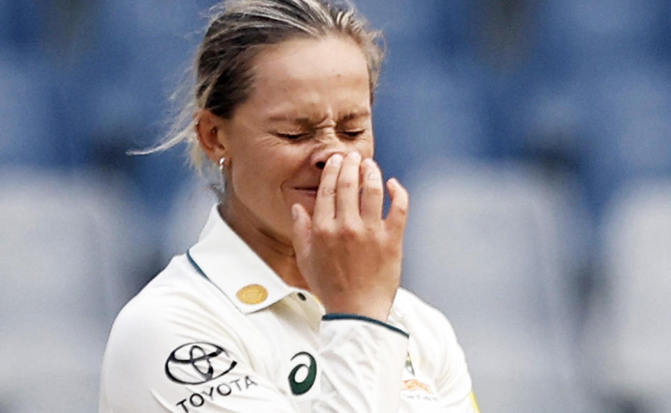 Ash Gardner, pictured here after Ellyse Perry's dropped catch.