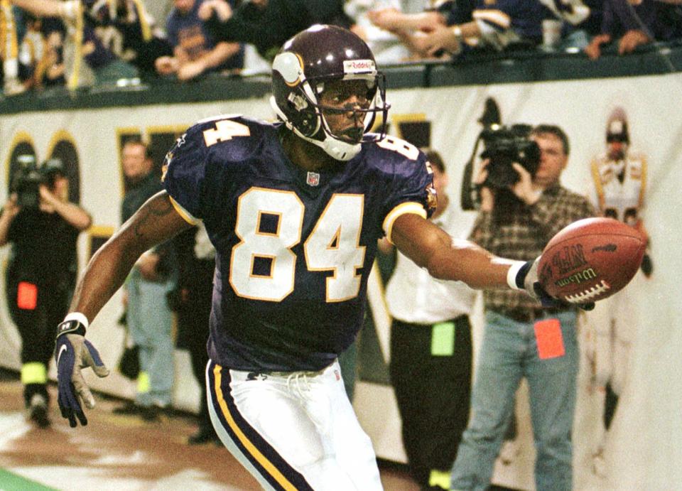 Minnesota Vikings wide receiver Randy Moss (84) had a remarkable three-year stretch to start his career. (AP Photo/Tom Olmscheid)