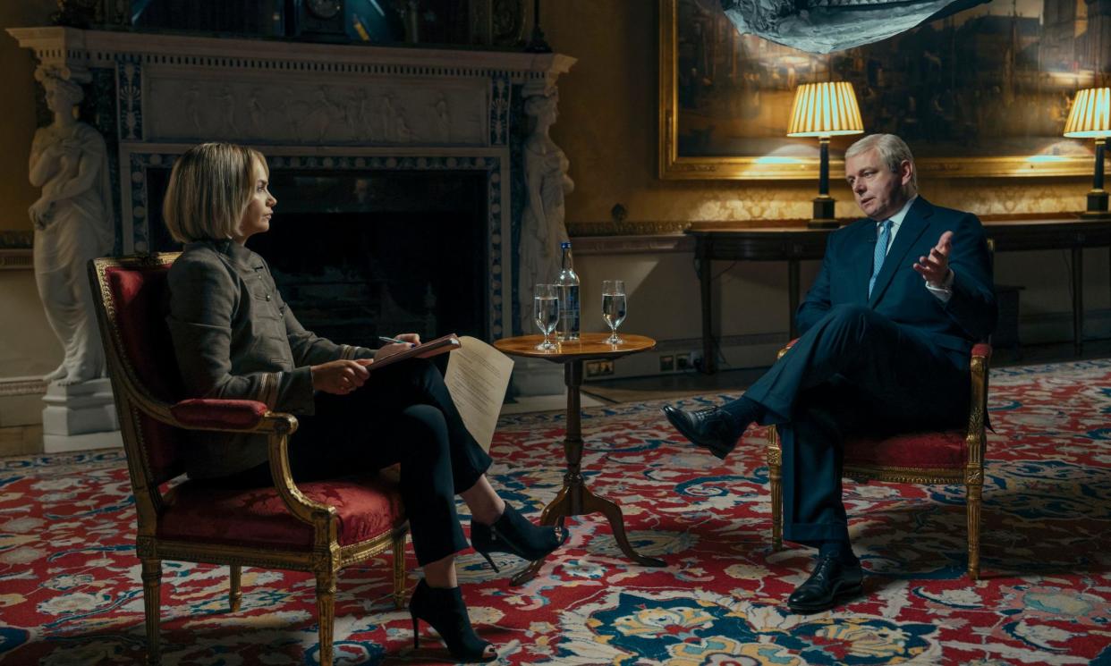 <span>Ruth Wilson as Emily Maitlis and Michael Sheen as Prince Andrew in A Very Royal Scandal.</span><span>Photograph: Prime Video/PA</span>