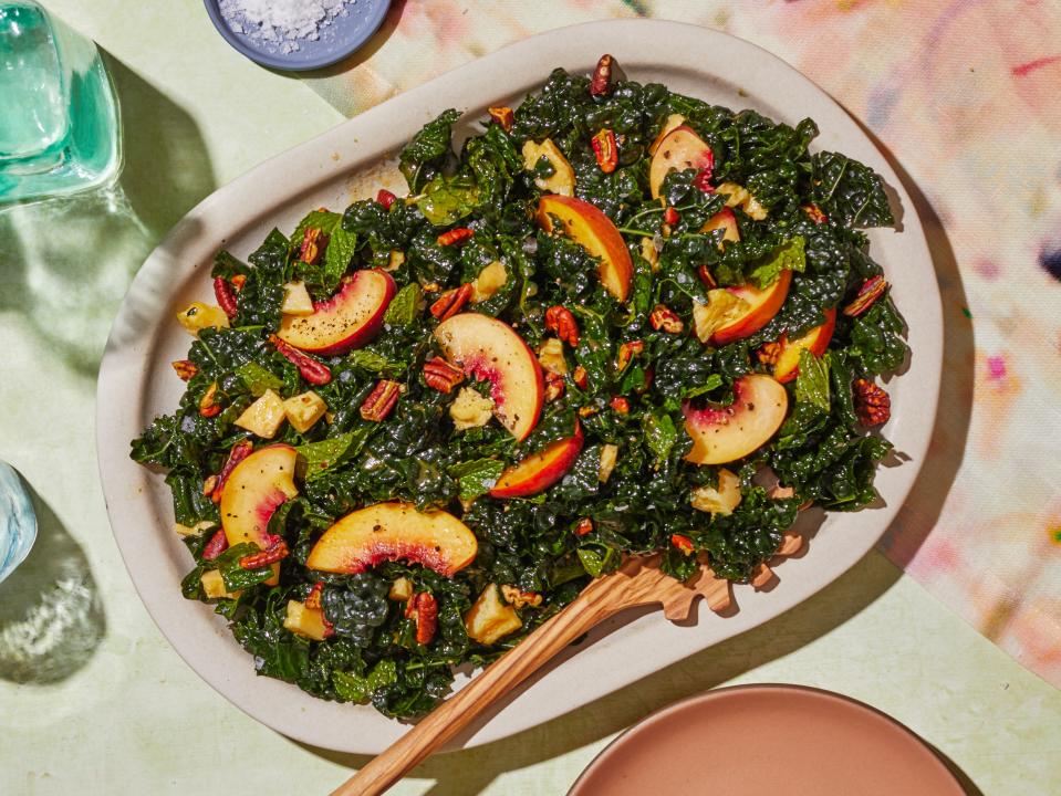 Peach-Pecan Kale Salad With Hot-Honey Vinaigrette