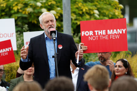 Jeremy Corbyn, leader of Britain's opposition Labour Party, speaks at a campaign event in Reading, May 31, 2017. REUTERS/Peter Nicholls