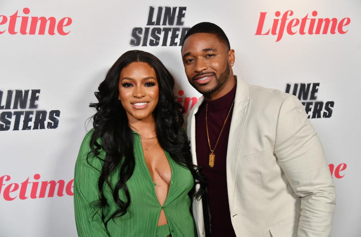 Drew Sidora and Ralph Pittman attend the Atlanta screening of Lifetime's "Line Sisters" at IPIC Theaters at Colony Square on February 10, 2022 in Atlanta, Georgia.