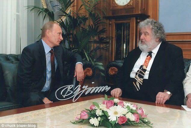 Russian President Vladimir Putin and Chuck Blazer, then&nbsp;a U.S. and regional soccer official, meeting in Moscow in 2010. Blazer said he found Putin captivating&nbsp;while dead set on his goal. (Photo: Offical Kremlin photograph / Courtest Mary Lynn Blanks)