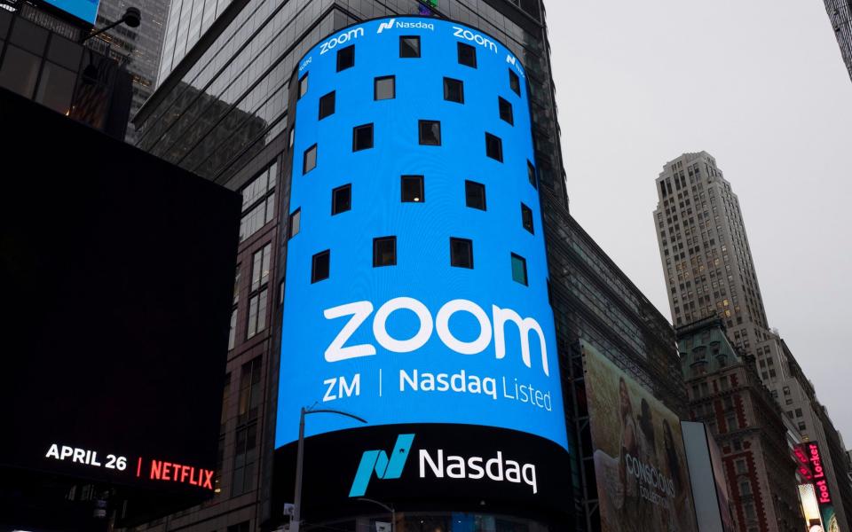 Nasdaq on Zoom IPO day - AP