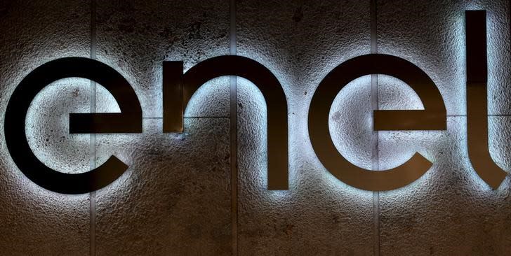 FILE PHOTO: The logo of Italy's biggest utility Enel is seen at the Rome headquarters, Italy, March 24, 2016. REUTERS/Stefano Rellandini/File Photo