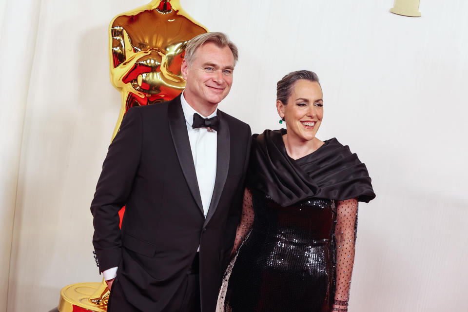 Christopher Nolan and Emma Thomas at the 96th Annual Oscars held at Ovation Hollywood on March 10, 2024 in Los Angeles, California.