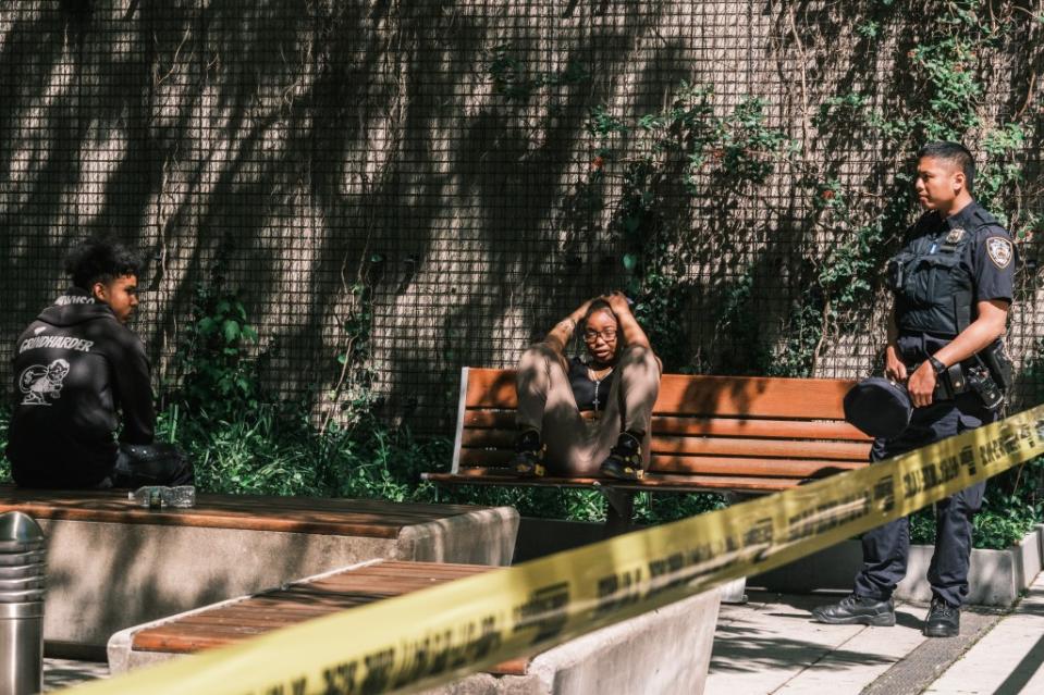 A Broome Street Academy student near the crime scene. Stephen Yang