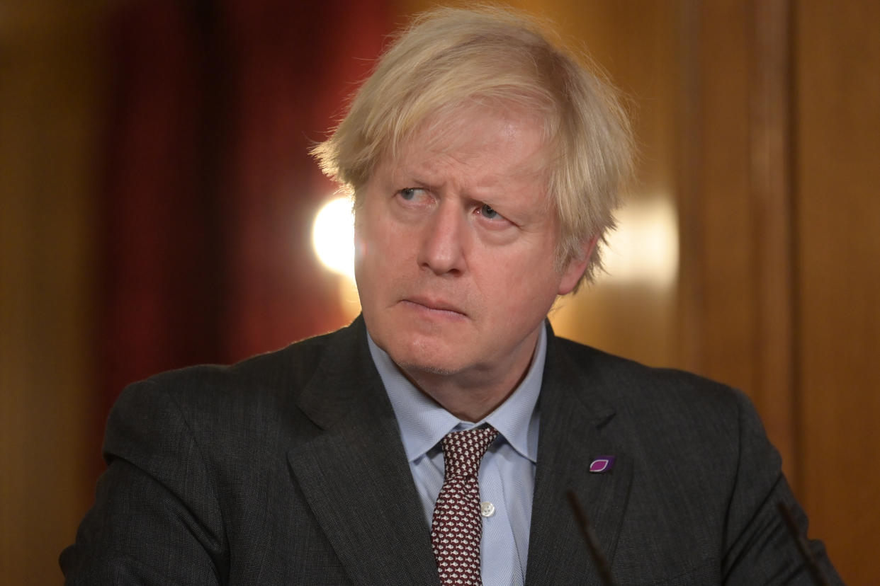 Prime Minister Boris Johnson during a media briefing in Downing Street, London, on coronavirus (Covid-19). Picture date: Wednesday January 27, 2021.