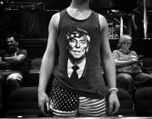 <p>A Trump supporter wears a tank top depicting Ronald Reagan at a campaign rally on July 5 in Raleigh, N.C. (Photo: Holly Bailey/Yahoo News) </p>