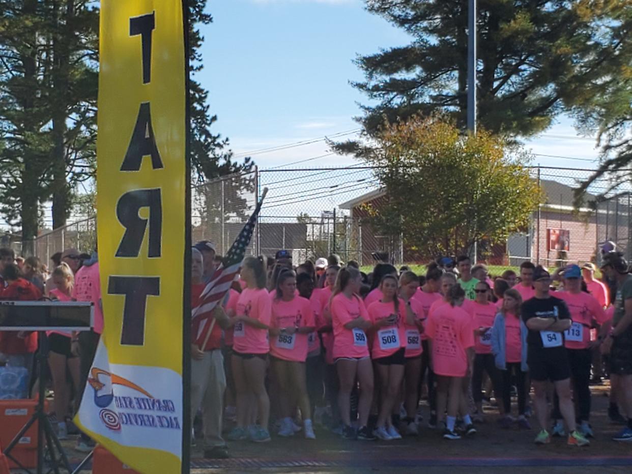 Runners line up for the eighth annual James Foley Freedom Run in Rochester Saturday, Oct. 15, 2022.