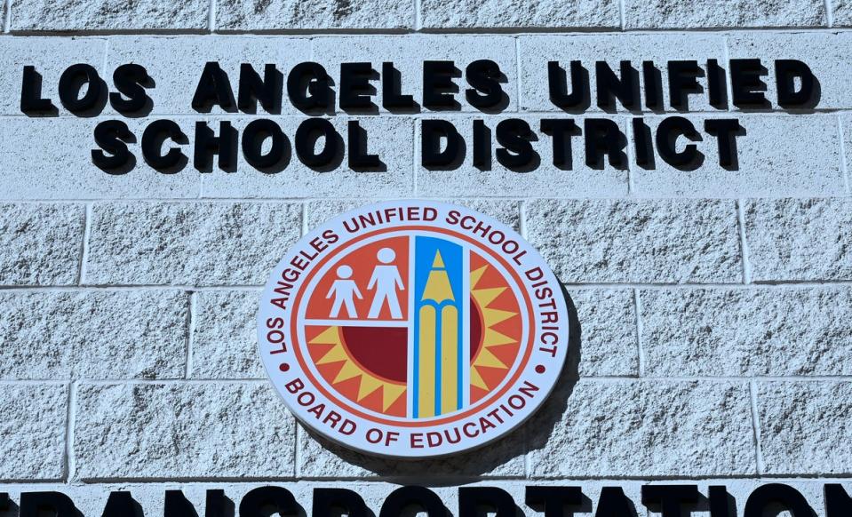 Board members for the Los Angeles Unified School District, pictured, voted 5-2 in favor of banning cell phones and social media during school hours (AFP via Getty Images)