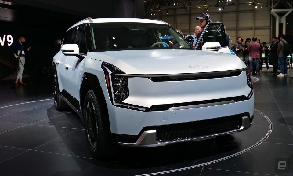 <p>Hands-on photo of the Kia EV9 from the 2023 New York Auto Show.</p>
