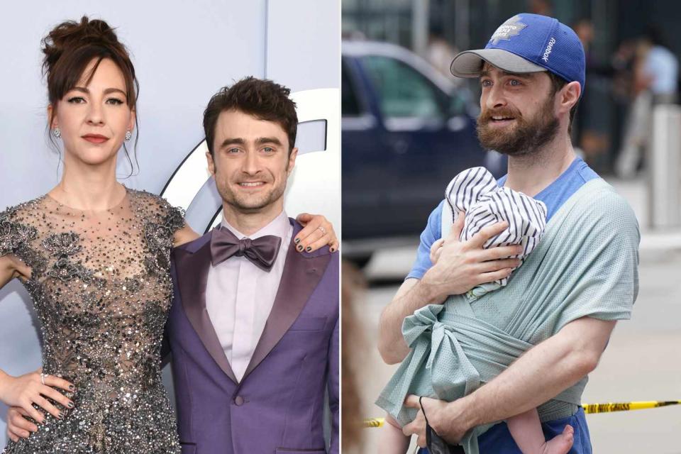 <p>Kristina Bumphrey/Variety via Getty, Kristin Callahan/Shutterstock</p> Erin Darke and Daniel Radcliffe at the 77th Annual Tony Awards held at the David H. Koch Theater at Lincoln Center on June 16, 2024 in New York City ; Daniel Radcliffe at the SAG-AFTRA strike picket line with his son