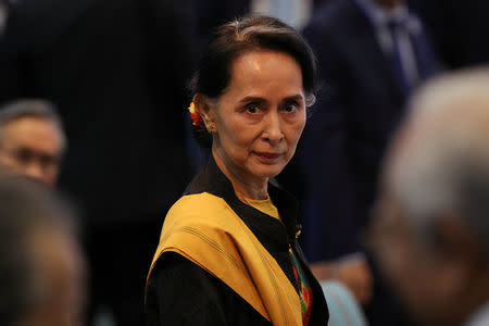 Myanmar State Counselor Aung San Suu Kyi attends the opening session of the 31st ASEAN Summit in Manila, Philippines, November 13, 2017. REUTERS/Athit Perawongmetha