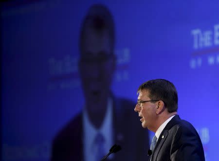 U.S. Secretary of Defense Ash Carter speaks at the Economic Club of Washington winter breakfast in Washington, February 2, 2016. REUTERS/Gary Cameron