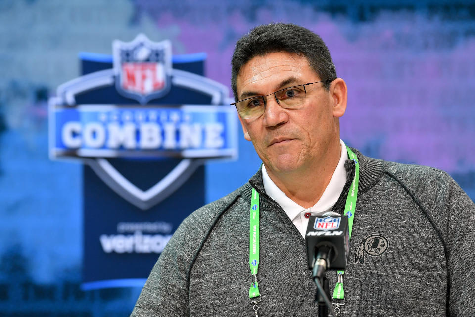 Redskins coach Ron Rivera will meet with quarterbacks Joe Burrow and Tua Tagovailoa at the NFL scouting combine. (Photo by Alika Jenner/Getty Images)